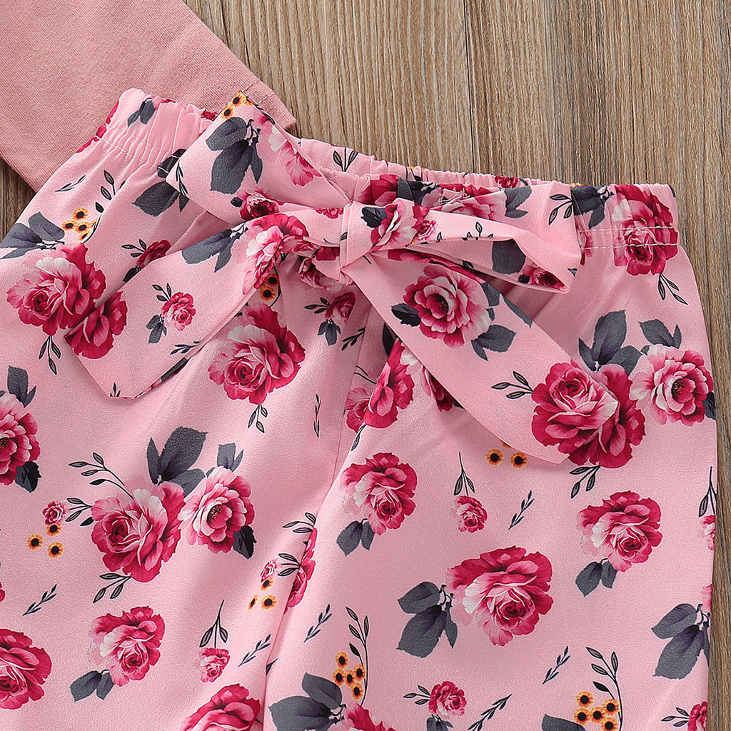 Baby Girls Clothes Set 3PCs Solid Jumpsuit Romper+Floral Print Pants+Headband Outfits roupas infantis menina costume for
