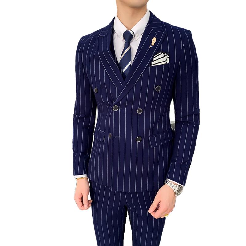 Jacket + Vest + Pants ) High-end Brand Formal Striped Men' Business Suit 3-piece Set Groom Wedding Dress Double Breasted Suit, Black
Jacket + Vest + Pants ) High-end Brand Formal Striped Men' Business Suit 3-piece Set Groom Wedding Dress Double Breasted Suit, Black