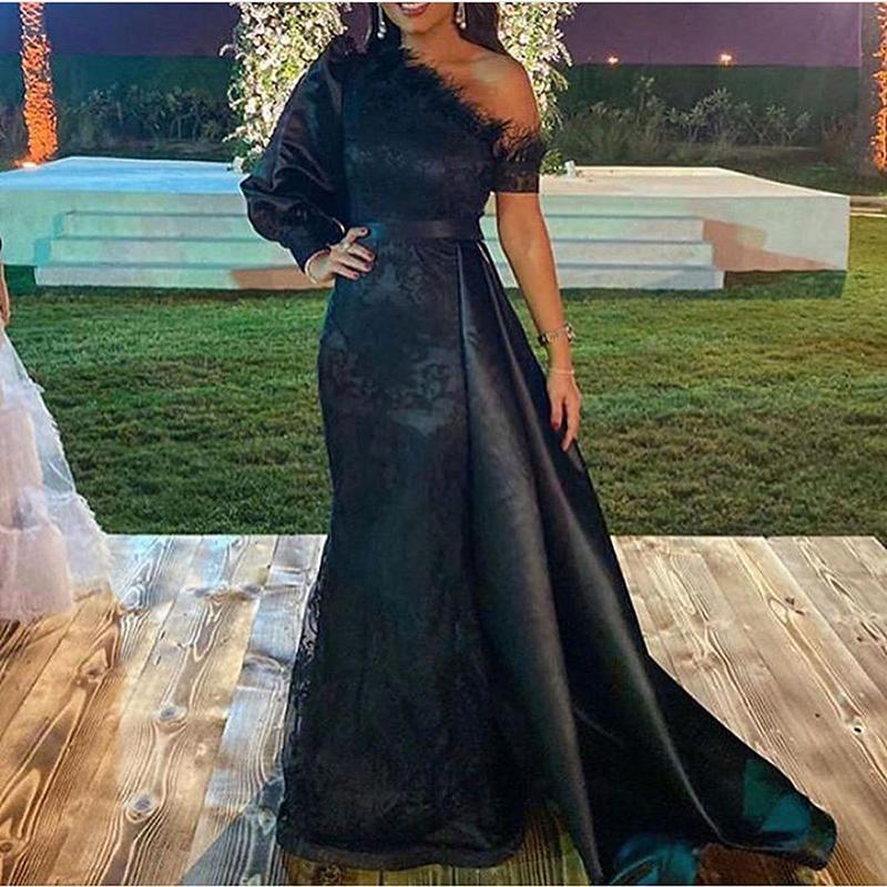 Aso Ebi Stylish Lace Prom Dresses One Shoulder Long Sleeves Formal Evening Dresses Party Wear Feather Arabic Reception Gowns, Burgundy
Aso Ebi Stylish Lace Prom Dresses One Shoulder Long Sleeves Formal Evening Dresses Party Wear Feather Arabic Reception Gowns, Burgundy