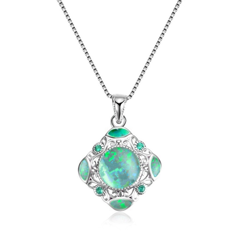 Classic Creative Design Hollow Flower Carving Blue Fire Opal Pendant Necklace Blue Crystal Zircon Inlaid Simple Fashion Women Wedding Party, Silver
Classic Creative Design Hollow Flower Carving Blue Fire Opal Pendant Necklace Blue Crystal Zircon Inlaid Simple Fashion Women Wedding Party, Silver