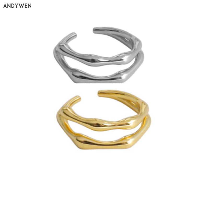 Cluster Rings ANDYWEN 925 Sterling Silver Irregular Two Line Tree Vine Resizable 2021 Fashion Timbo Adjutable Ring Jewelry
Cluster Rings ANDYWEN 925 Sterling Silver Irregular Two Line Tree Vine Resizable 2021 Fashion Timbo Adjutable Ring Jewelry
