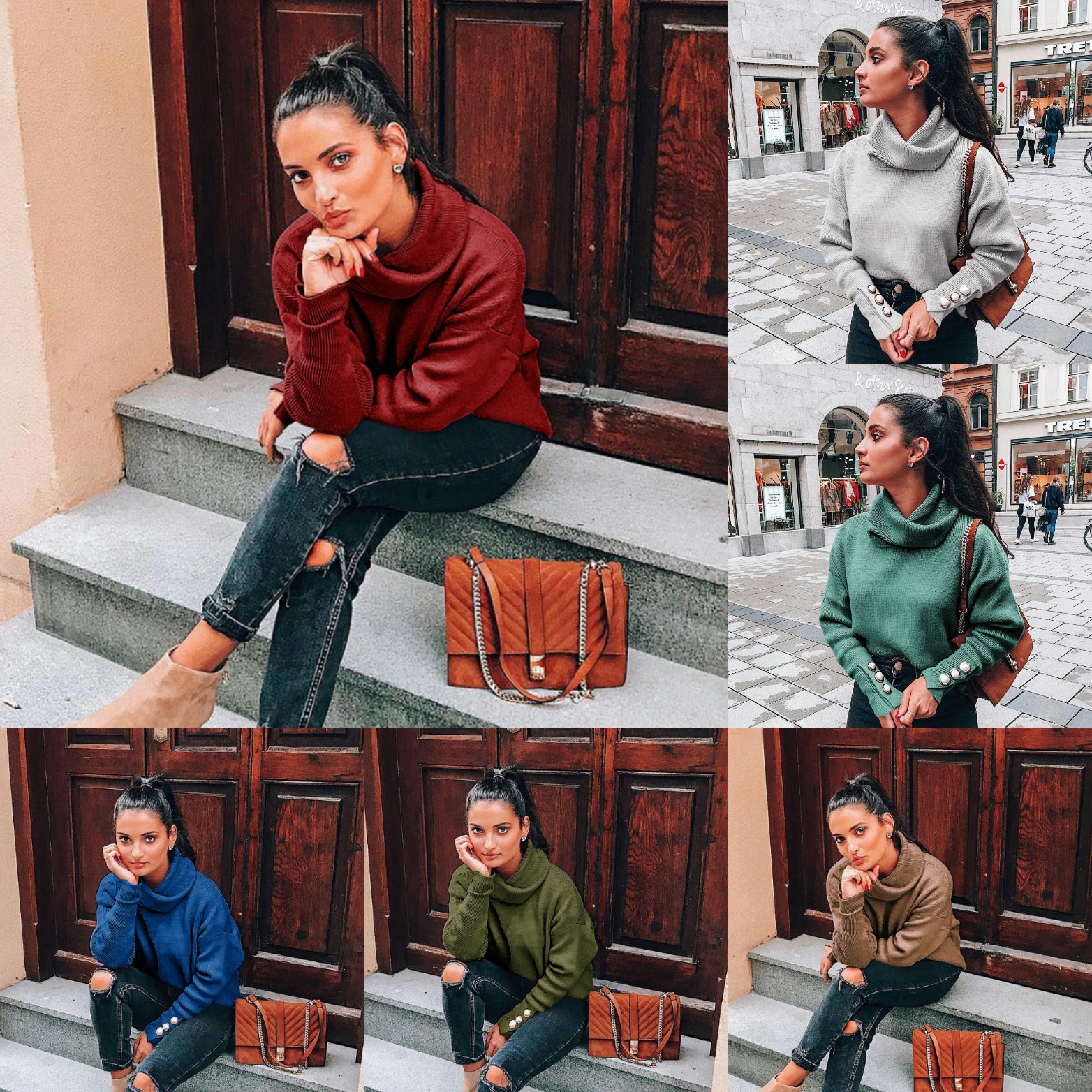 Trend 2021 Knits autumn and winter women's high collar sweater loose knit top support mixed batch