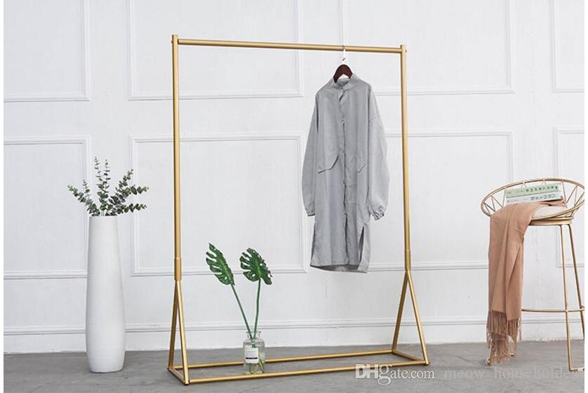 white/Glod clothing rack Iron floor hanger Bedroom Furniture children's clothes store display racks women cloth shop shelf