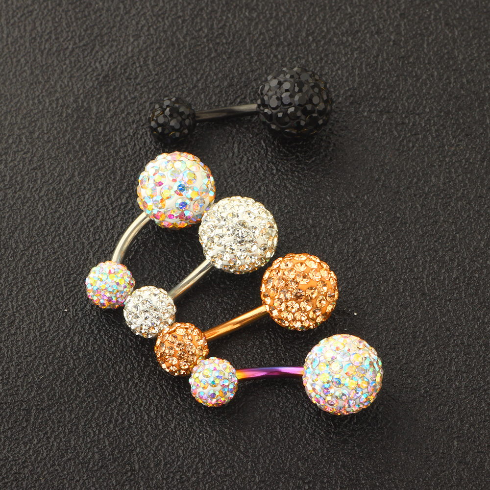 14G Stainless Steel Navel Rings Screw Bar CZ Body Piercing Belly Button Ring Women Girls Helix lage Earring