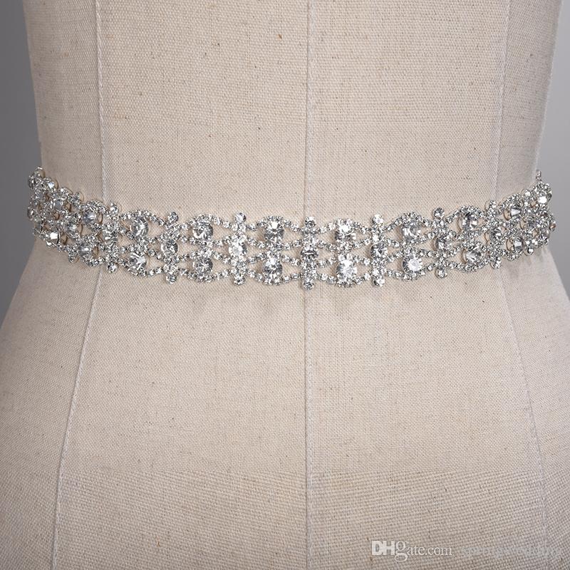 Handmade Crystal Wedding Belts Golden Silver Rhinestone Wedding Dress Belt Formal Wedding Accessories Bridal Ribbon Sash Belt CPA1393