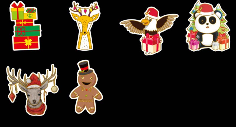 50pcs Santa Christma Tree Stickers and Decals Christmas Holiday Decor Gift Decal for Cars Home Office