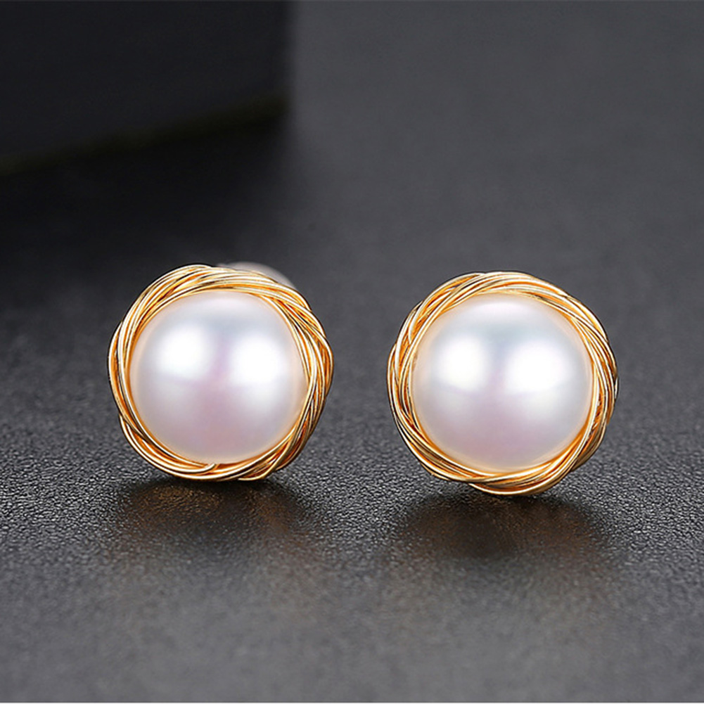 S925 Sterling Needle Pearl Stud Earrings New Style Fashion Women 18k Gold Plated Earrings Jewelry Wholesale