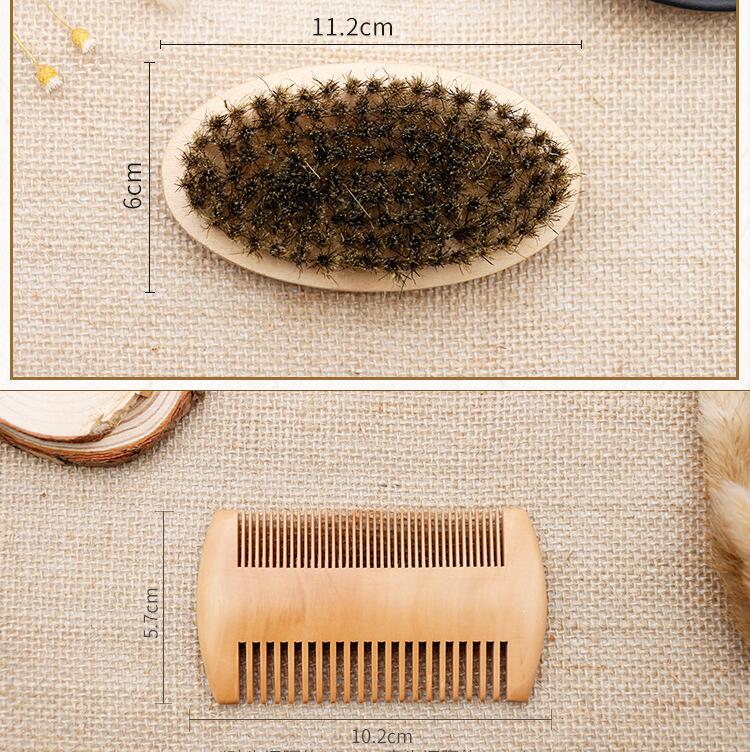 Boar Bristle Beard Brush Handmade Beard Comb Kit For Men Mustache With Bag Kit De Peine De Barba Hecho A Mano Para Hombres Bigote Cepillo Para Barba D