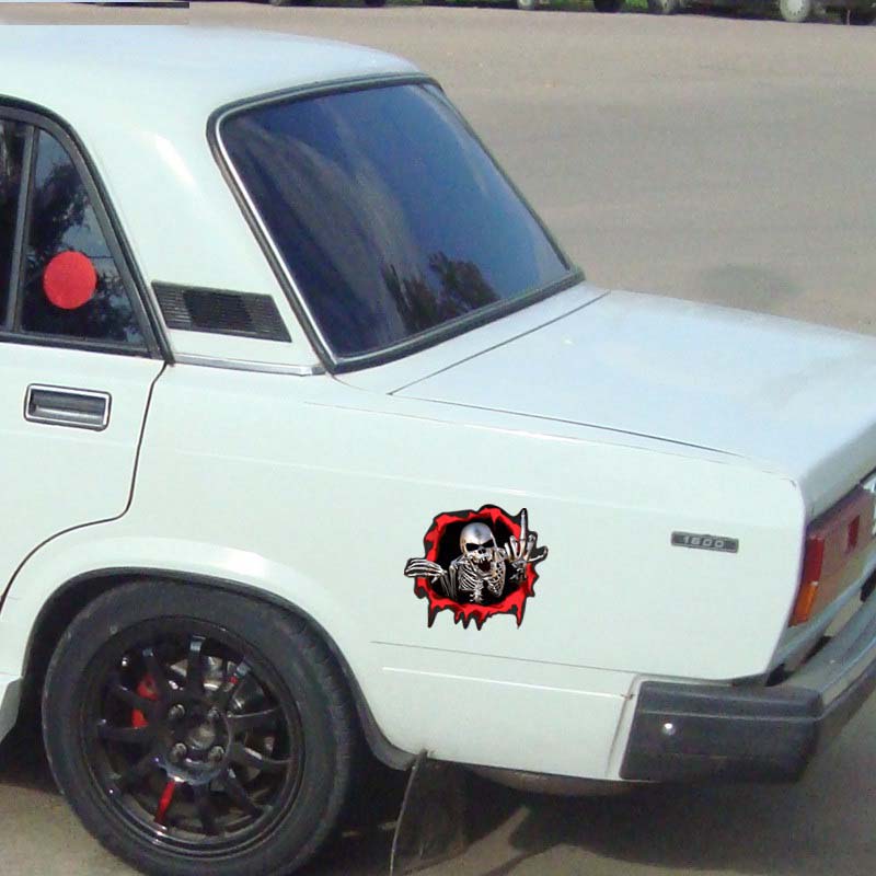 3D Sticker Metal Skeleton Skull Bullet Hole Funny Cool Stickers Auto Automobile Decals Car Styling Motorcycle Covers