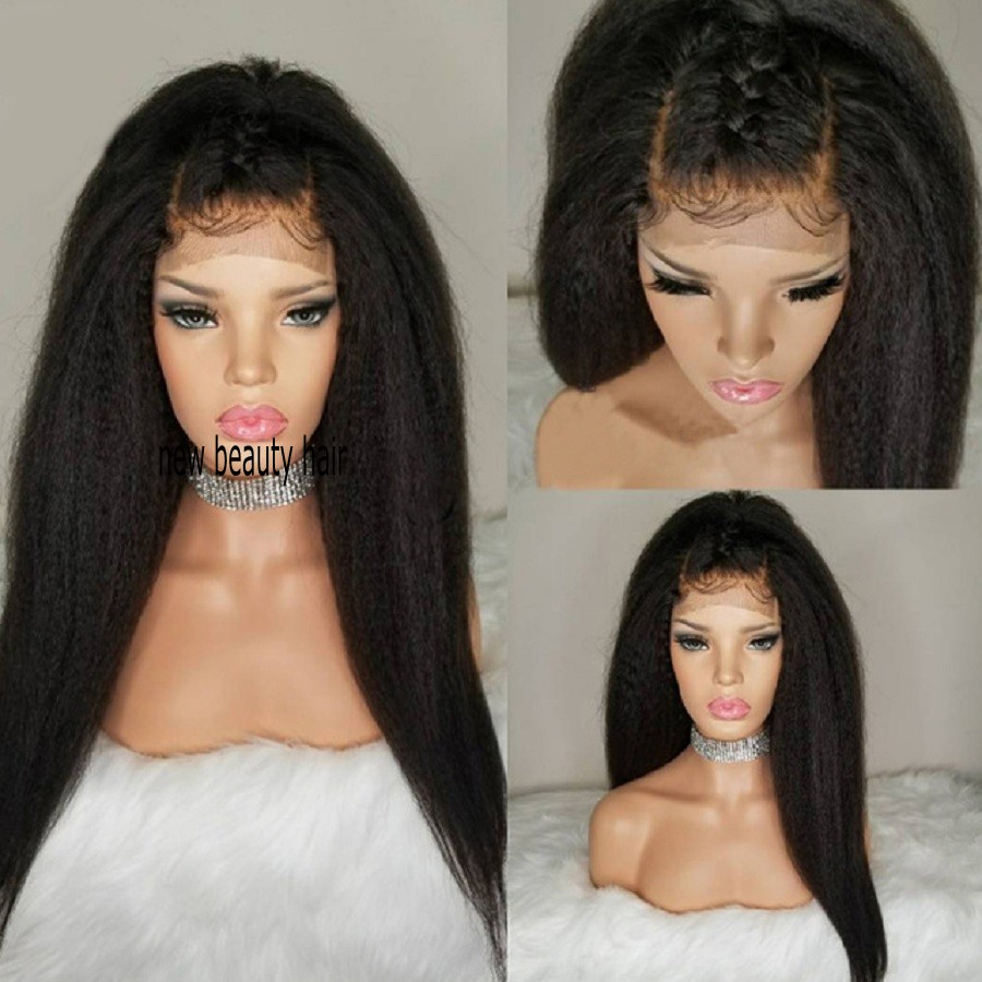 Yaki Straight Synthetic Lace Front Wig with Baby Hair Black Long Straight Wig for Black Women No Shedding No Tanlged for Black Women