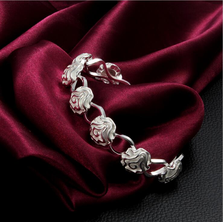 High grade 925 sterling silver Rose Set jewelry set DFMSS242 brand new Factory direct sale 925 silver necklace bracelet earring ring