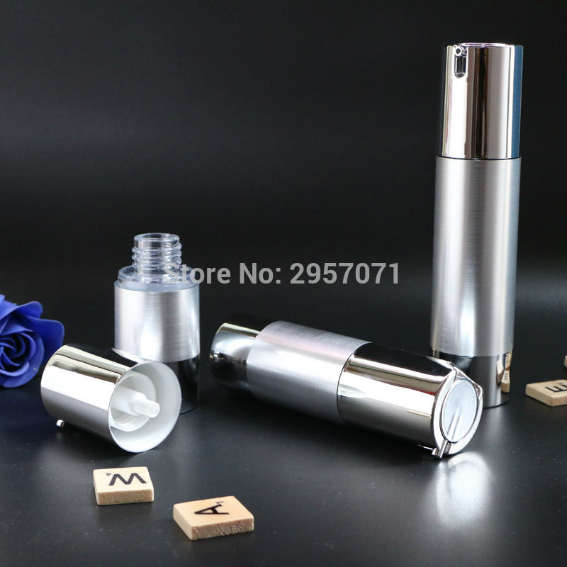 Gold Silver Empty Airless Pump Bottles Mini Portable Vacuum Cosmetic Lotion Treatment Travel bottle 10pcs For Free Shipping