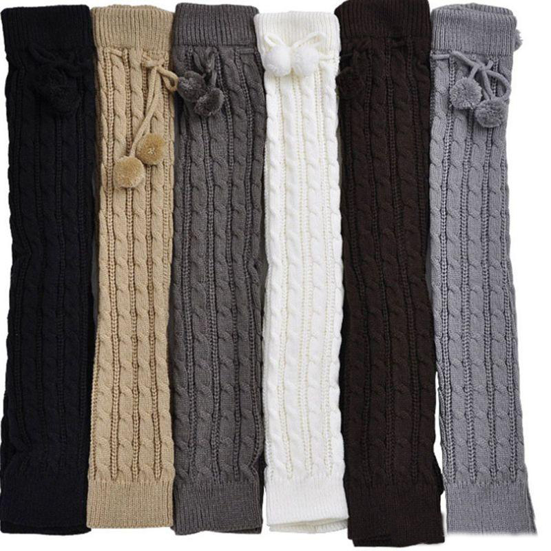 Girls Hot Fashion Leg Warmers Women Warm Knee High Winter Knit Solid Crochet Leg Warmer Socks Warm Boot Cuffs Long Socks