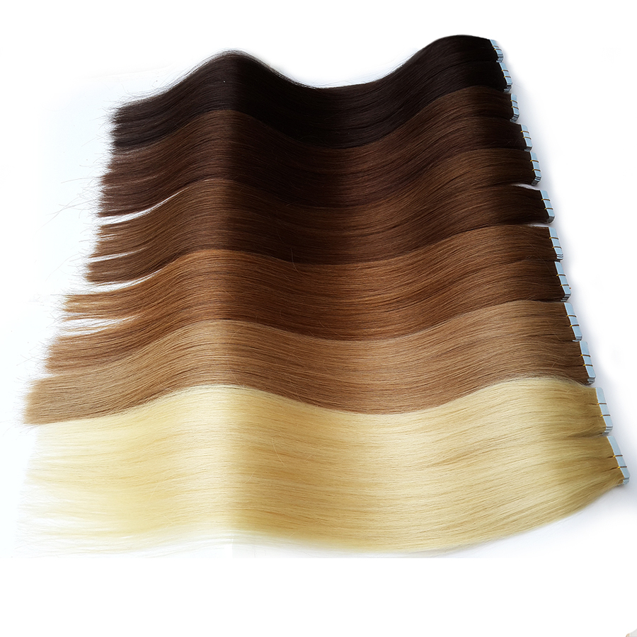 Remy Tape In Extensions Human Hair Full Cuticle Seamless Straight Tape Hair Extensions Human Hair 100g 40Pcs/Pac Medium Brown