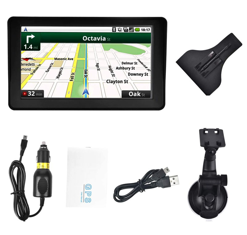 Auto Car 7 Inch GPS Navigator With Sunshade Shield 8GB 256MB Truck Sat Nav FM Bluetooth AVIN Navigation Lifetime Maps Updates