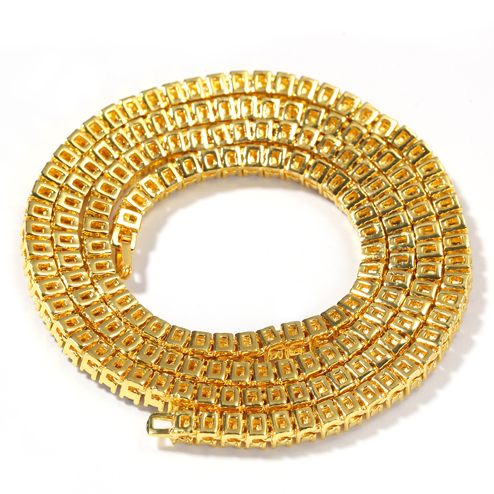 Hip Hop Tennis Chains Jewelry Mens Colorful Diamond Stone Chain Necklace Fashion 4mm Silver Gold