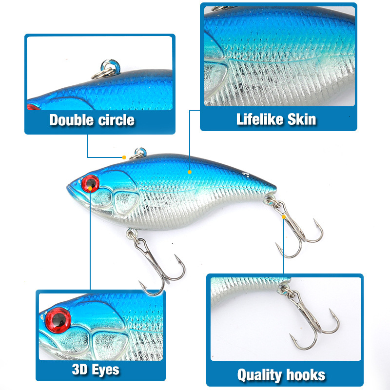 Wokotip 7cm 18g Hard Fishing Lure VIB Rattlin Hook 3D Eyes Fishing Sinking Vibra Rattlin Hooktion Lures Crank Baits T191016