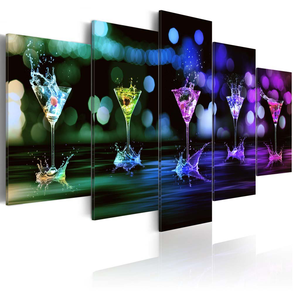 Unframed 5 Pieces Beautiful Modern Wall Oil Painting Abstract Cocktail Fruit Kitchen Wall Art Picture Paint on Canvas Prints