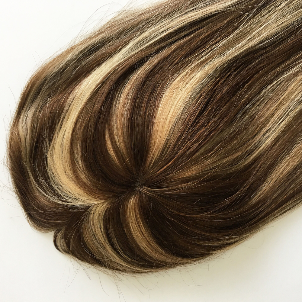 5X6Iinch Women Topper Human Hair Toupee for Women Silk Base Real Human Hair Length 8-26Inch Piano Color 4/27 touper