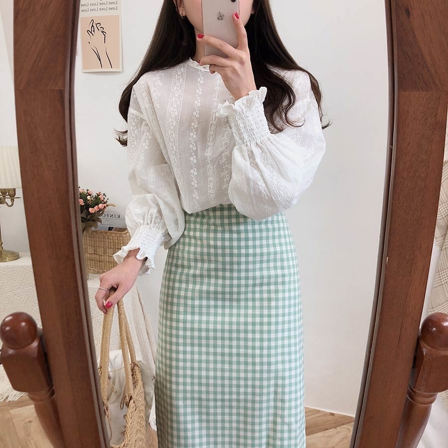 Embroidery Lace Shirt Spring femme Casual white Tops Women Long sleeve Linen Cotton Girls Blouse Plus Size Women Blouses femme V191022