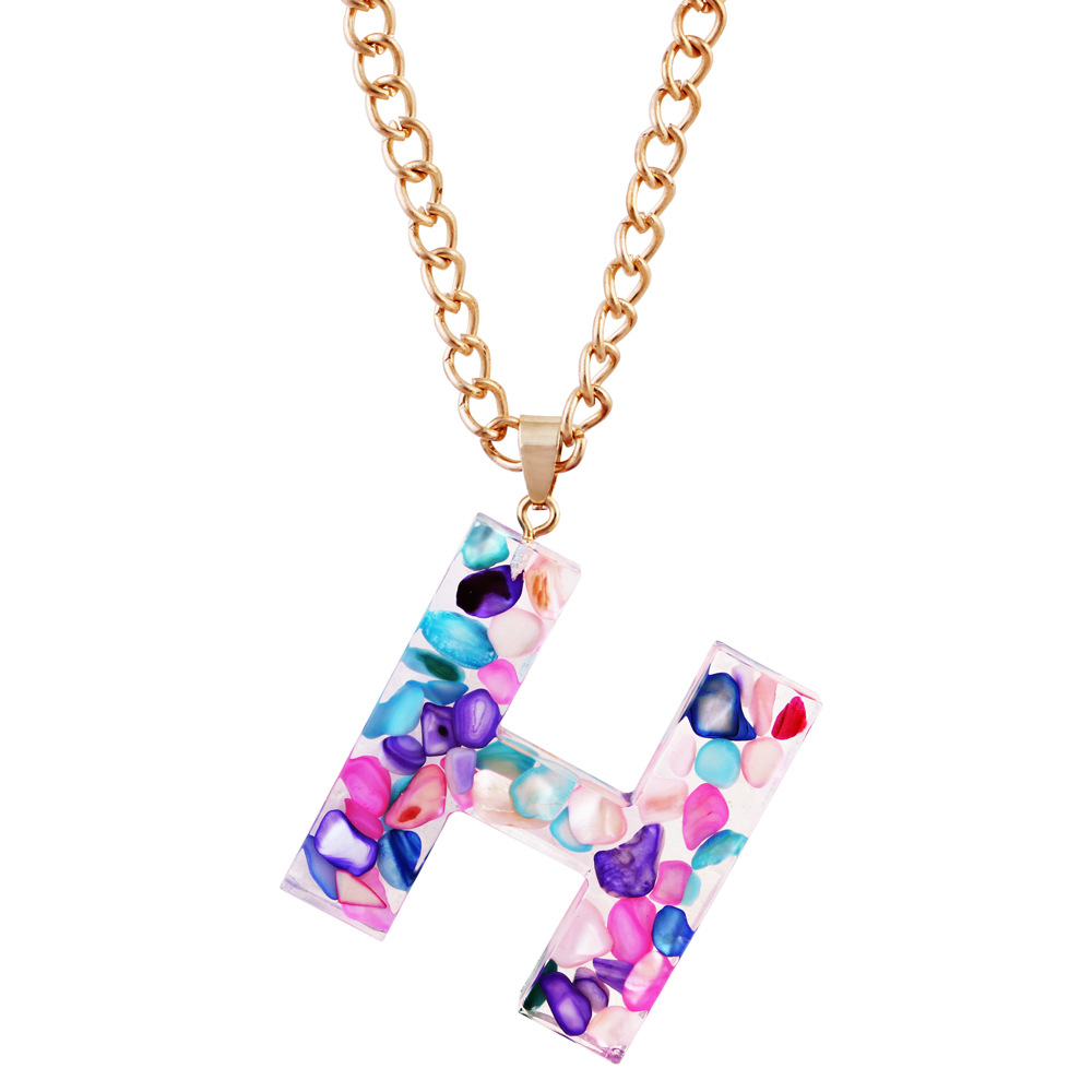 New Arrival Multicolor Acrylic Acetic Acid Sheet Pendant Long Chain Necklace 26 Initial Letter Necklace Fashion Jewelry for Women