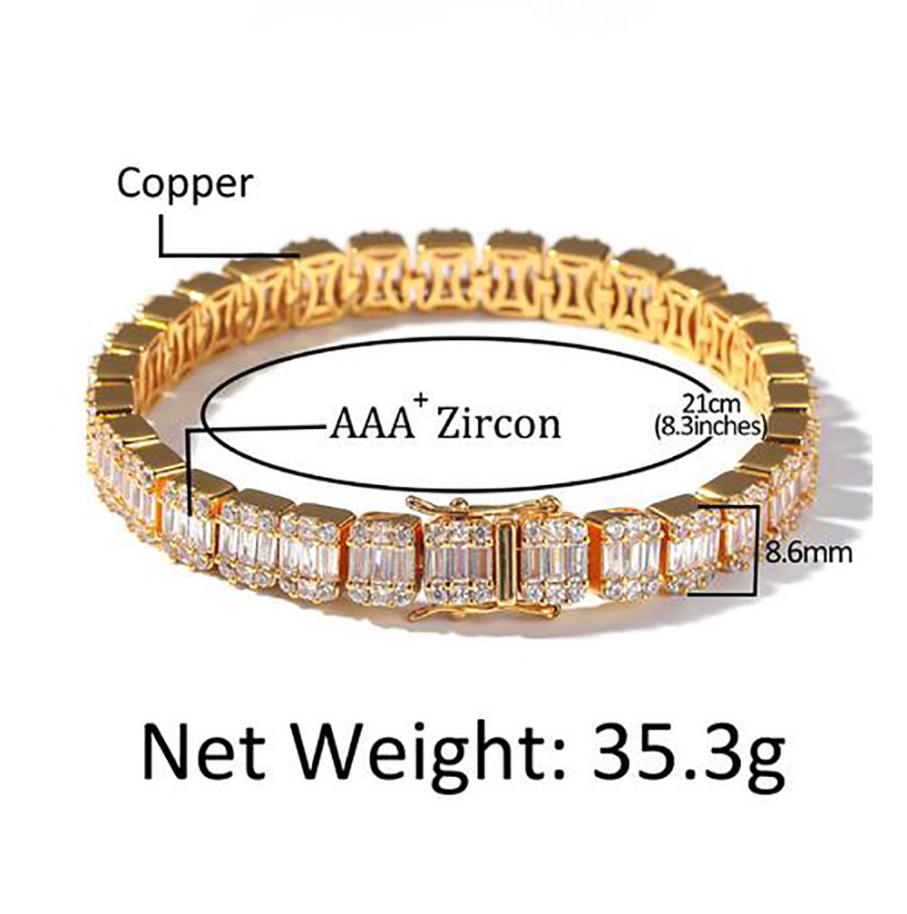 Hiphop Silver Square Diamond Bracelet Tenns Bracelet 7inch 8quotinch 86mm Simulate Dimonds Bangles Braceles