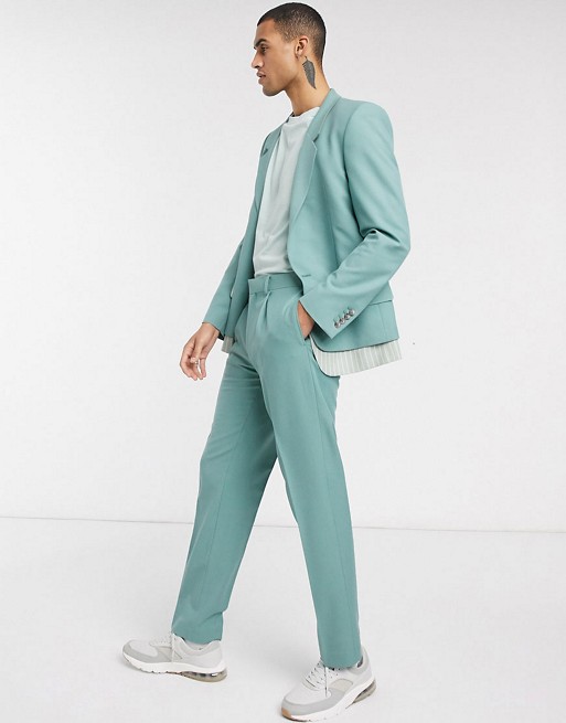 New Fashion Mint Green Men's Suit Wedding Tuxedo Formal Slim Fit One Button Groom Prom Dinner Blazer Suits(Jacket+Pants)