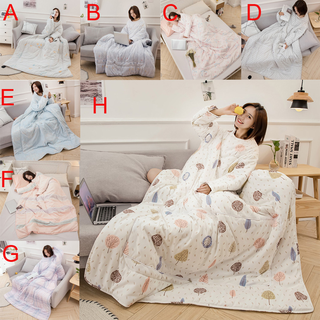 Winter Lazy Quilt With Sleeves Quilt Winter Warm Thickened Washed Blanket #40gy