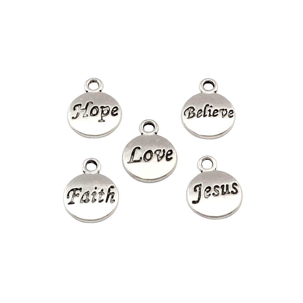 100Pcs/lot Antique Silver Hope Believe Love Faith Jesus Charms Pendants For Jewelry Making Bracelet Necklace Findings 11.5x15.5mm A-23
100Pcs/lot Antique Silver Hope Believe Love Faith Jesus Charms Pendants For Jewelry Making Bracelet Necklace Findings 11.5x15.5mm A-23