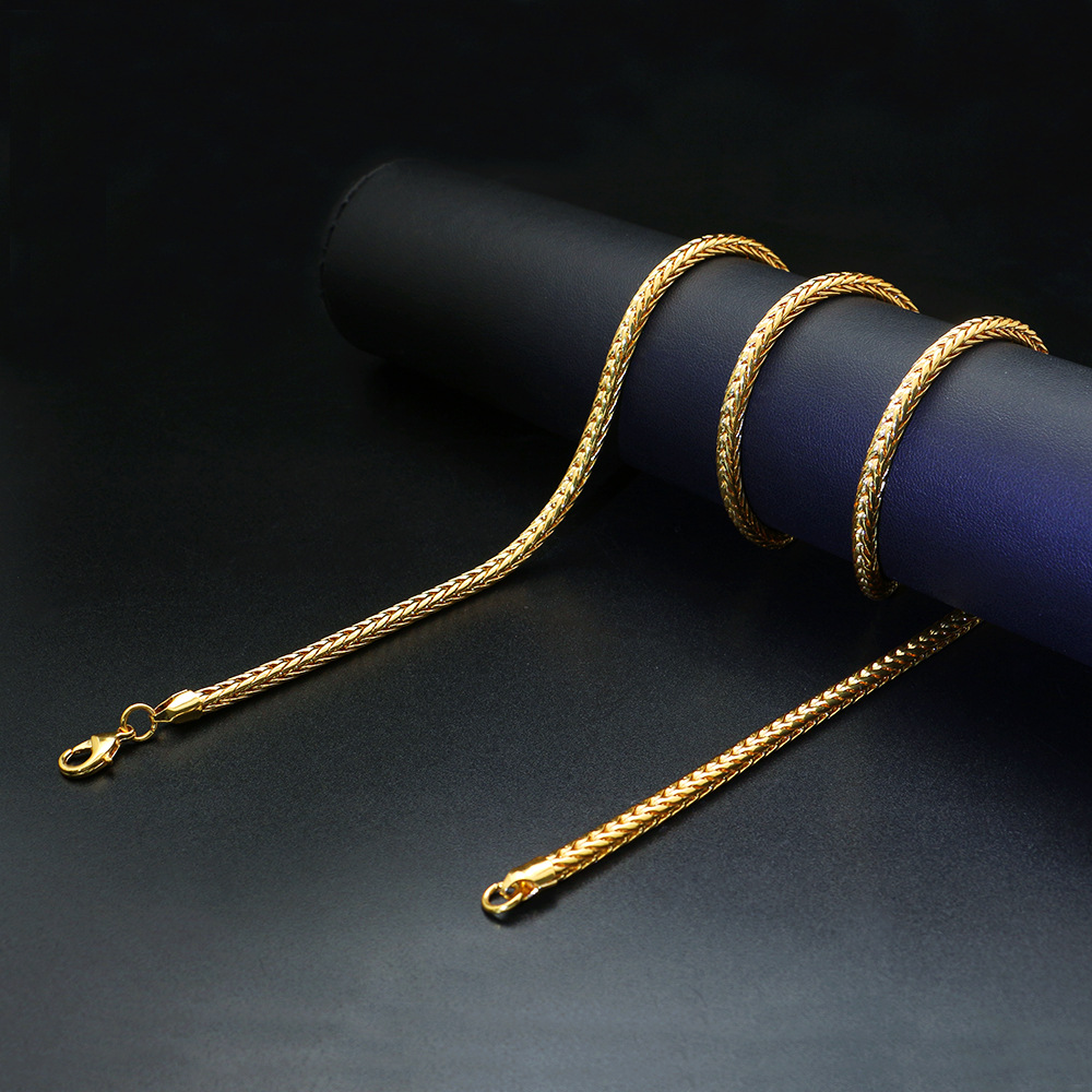 Hip Hop Shiny 18K Real Gold Plated Cuba Rope Snake Chain Necklace for Men Women Gift Fashion Jewelry Accessories