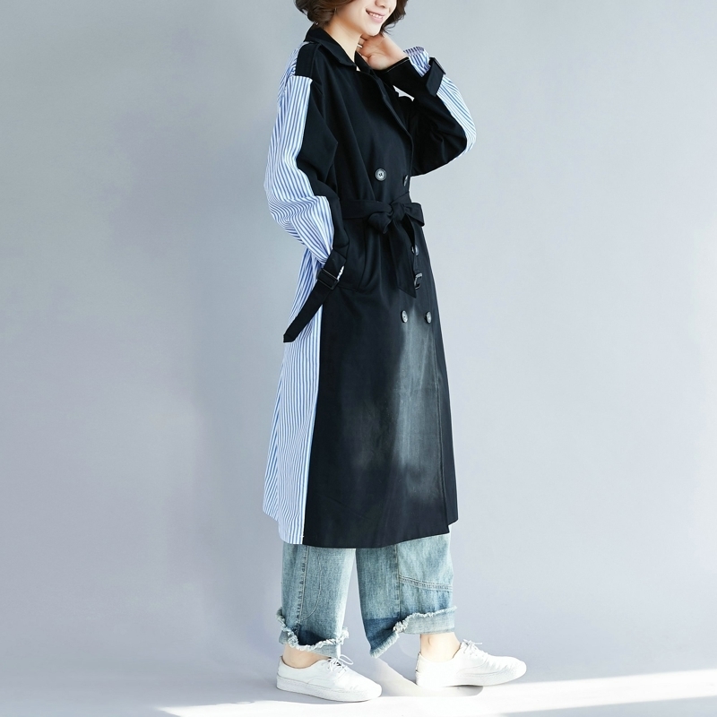 Stripe Split Joint Loose Trench Long Coat For Women Casacos Femininos Manteau Femme Moda Mujer Summer Jacket Vintage Plus Size, Black
Stripe Split Joint Loose Trench Long Coat For Women Casacos Femininos Manteau Femme Moda Mujer Summer Jacket Vintage Plus Size, Black