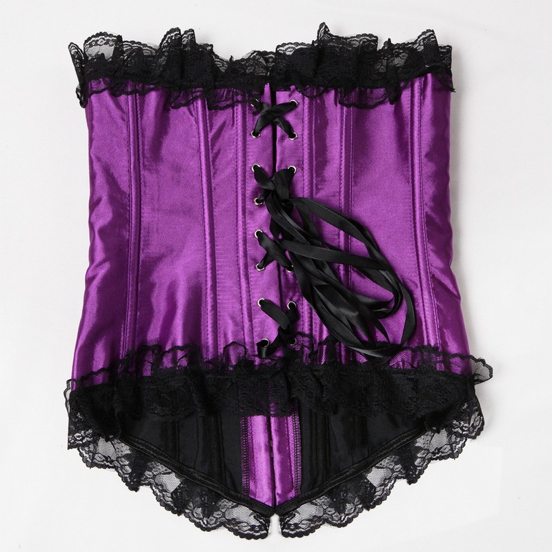 Women Multicolor Burlesque Plus Size S-6XL Ruffle Lace Trim Overbust Corset Lingerie Top Body Shaper Sexy Lace Up Plastic Boned Corselet