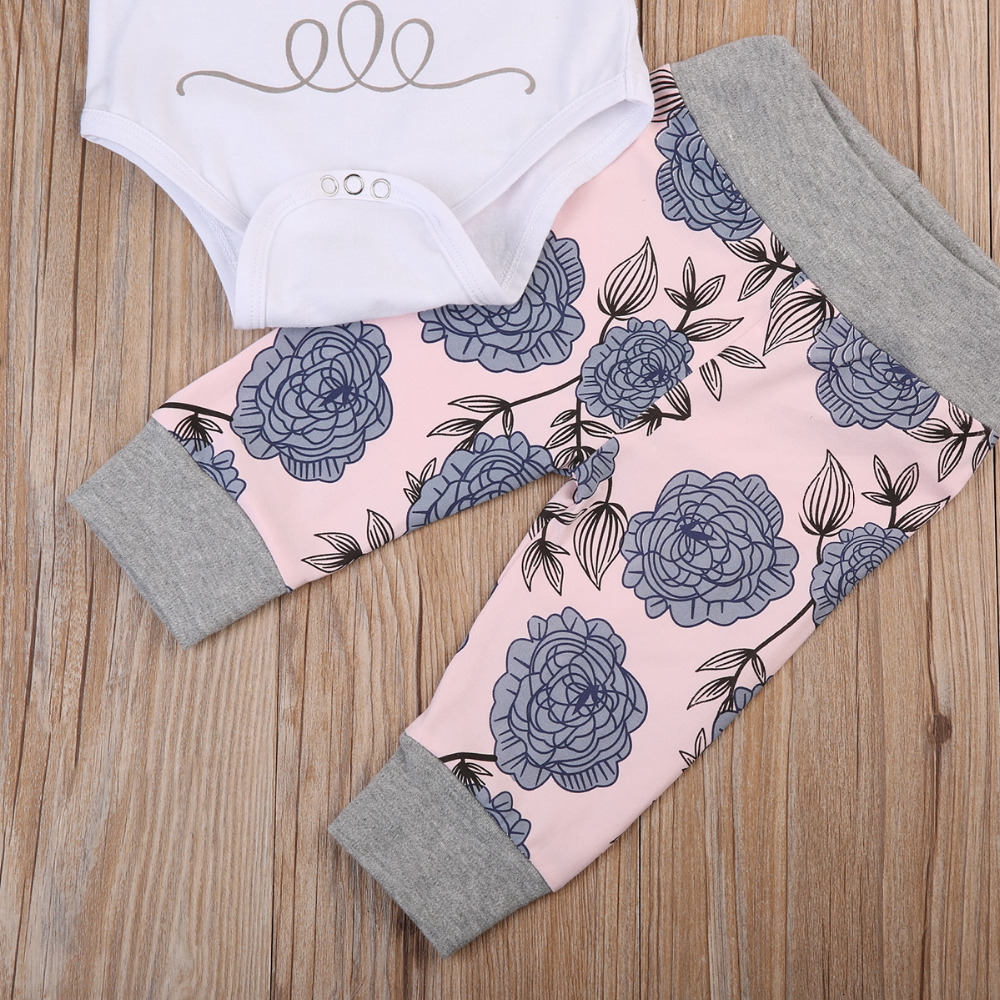 Infant Newborn Baby Girls Clothing Set Long Sleeve Tops Romper Pants Hat Outfits Cotton Baby Girl Clothing Toddler Baby Clothes