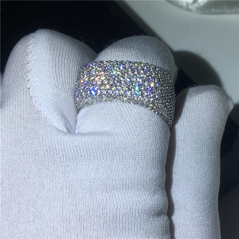Handmade Hollow Finger Ring 925 sterling Silver Micro pave 450Pcs 5A cz Wedding Band Rings For Women Men Jewelry
