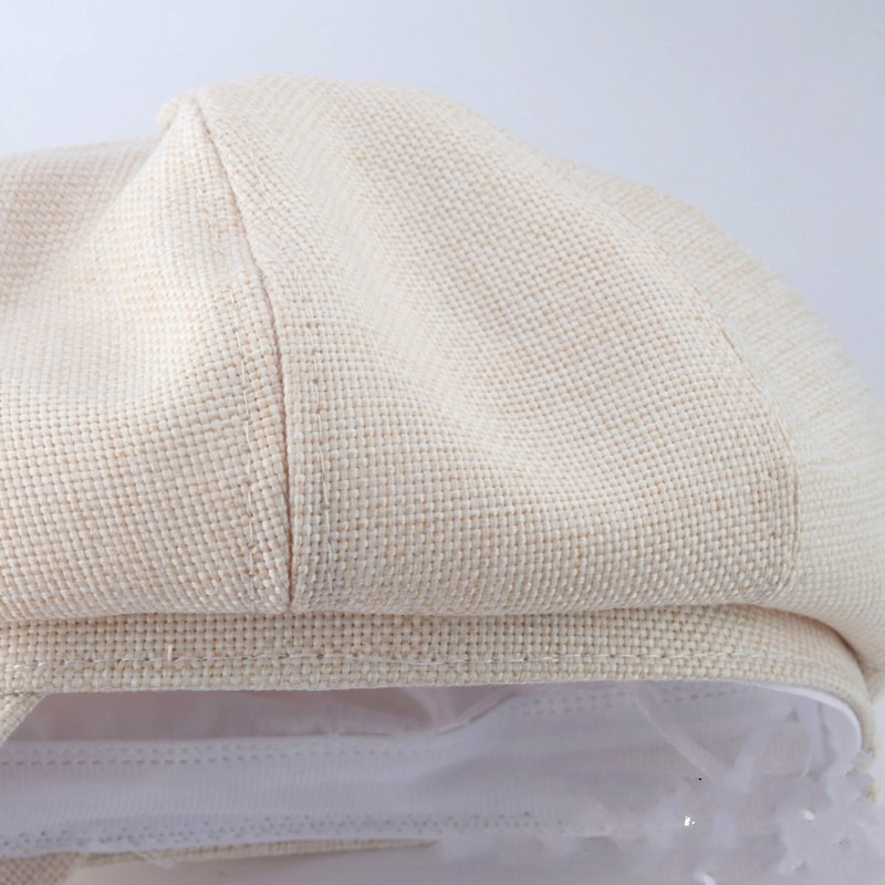 Wholesale- Octagonal Hat Female Adjustable Cotton and Linen Small Fragrance Wind Beret with Brim Thin Section Painter Hat Female