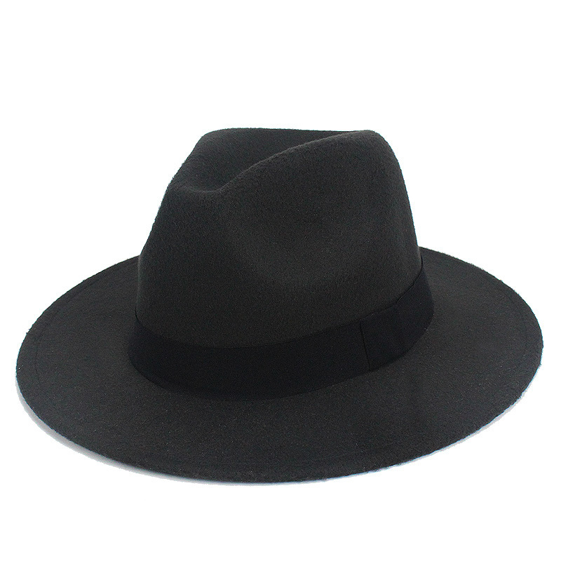 Black Jazz Fedoras For Women Vintage Wide Brim Fedora Hat Floppy Cloche Men Gangster Hat Chapeu Casual Solid Pink Red Bones 2018 D19011102