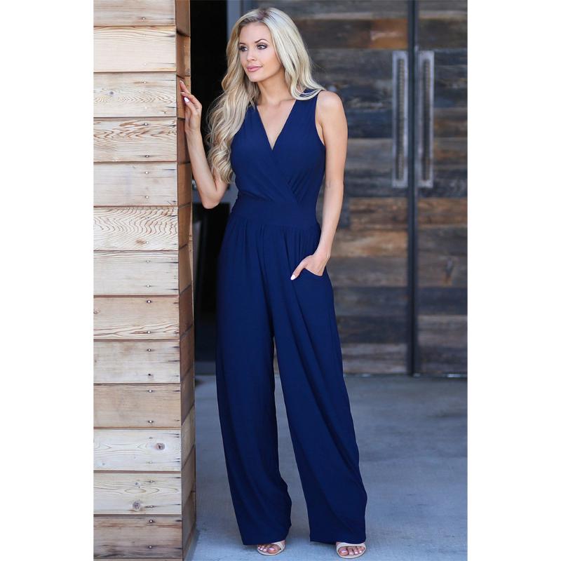 New Summer Rompers Womens Jumpsuit Sexy V-Neck Sleeveless Jumpsuits Long Wide Leg Pants Office Ladies Pocket Overalls Playsuit, Black
New Summer Rompers Womens Jumpsuit Sexy V-Neck Sleeveless Jumpsuits Long Wide Leg Pants Office Ladies Pocket Overalls Playsuit, Black