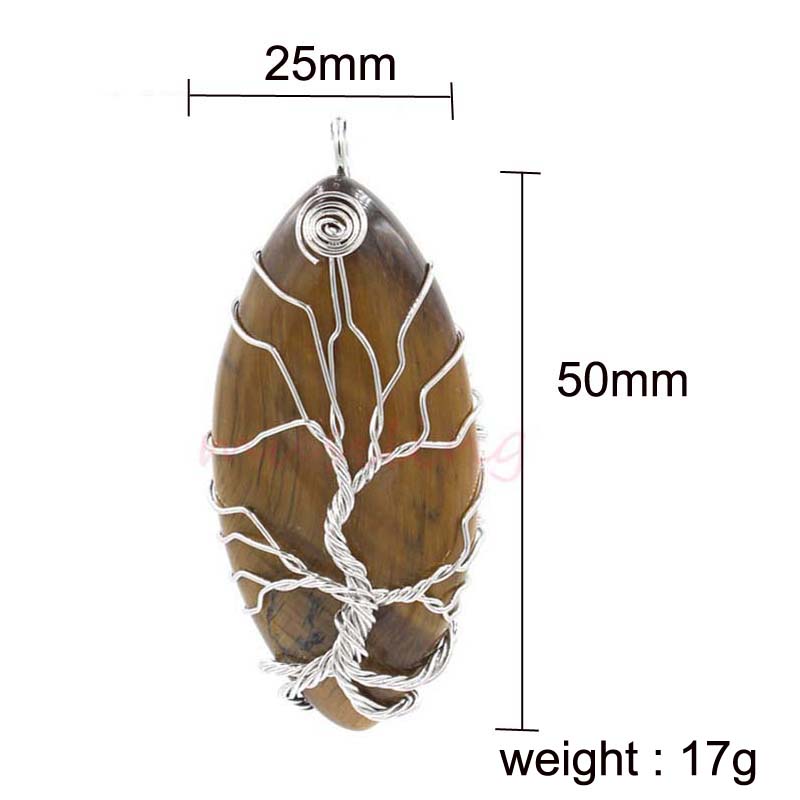 Bohemian Healing Chakra Wicca Witch Amulet Pendants Necklace Chain Horse Eye Tree of Life Jewelry For Women Natural Gemstone Charms Jewelry