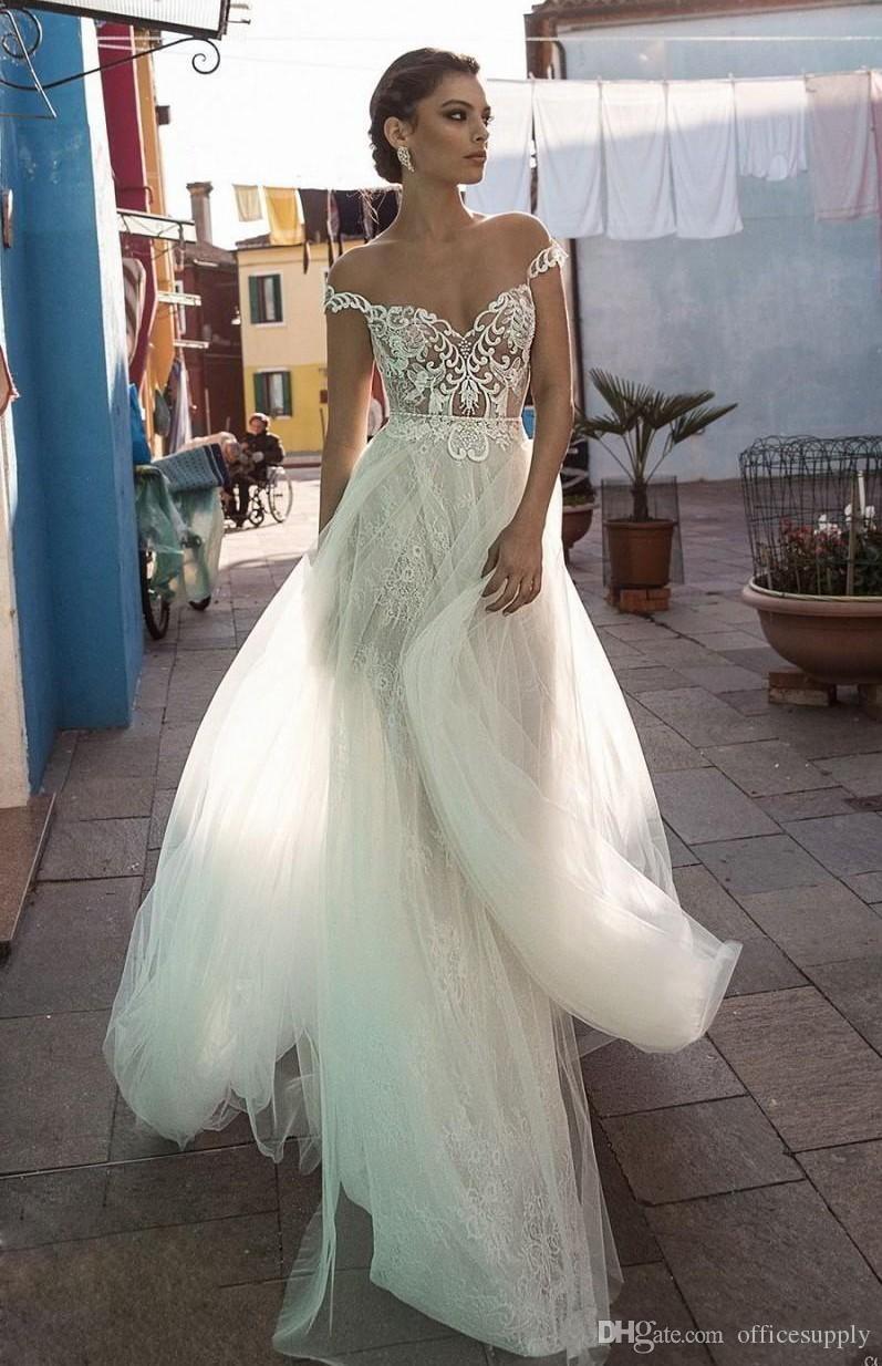 Lace New Sexy Wedding Dresses Sheer Off Shoulder Floor Length Plus Size Beach Country Bridal Gowns Cheap Vestidos De Marriage Customized