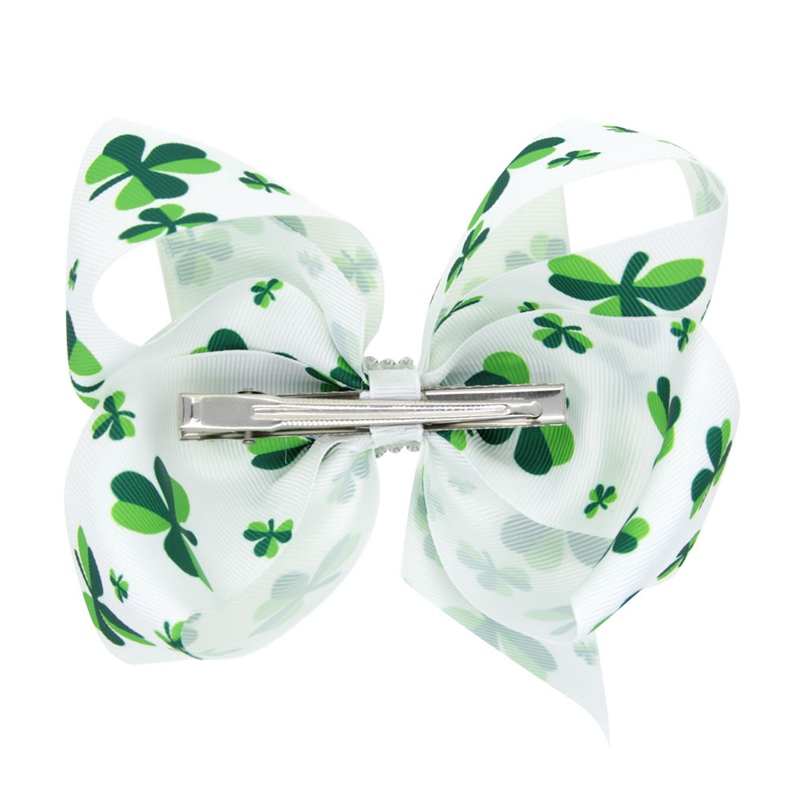 Hair Accessories Bows Clips St. Patrick's Day 6 Inches Hairpins Headbands For Children Girls Woman Headwear Green Shamrock Clover Printed Ribbon 