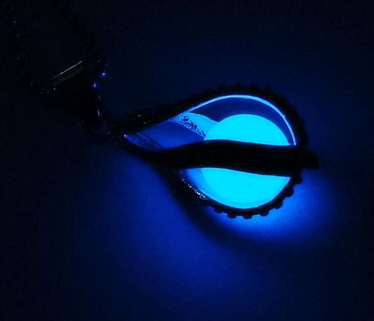 Hollow spiral water drop luminous necklace, luminous pearl mermaid pendant DJN27 mix order Pendant Necklaces jewelry