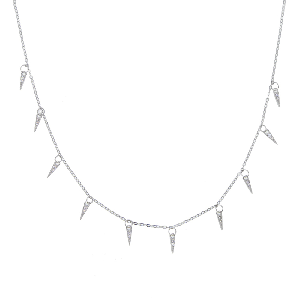 Wholesale-cz spike charm necklace statement necklaces 925 sterling silver fine jewelry european fashion women jewelry