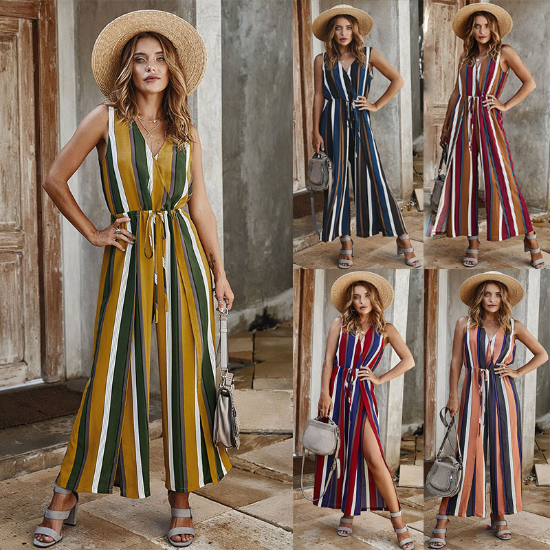BONJEAN Women Summer Jumpsuits Woman Sleeveless V-neck Belt Jumpsuit Wide Loose Casual Print Straight Pants Slacks, Brown
BONJEAN Women Summer Jumpsuits Woman Sleeveless V-neck Belt Jumpsuit Wide Loose Casual Print Straight Pants Slacks, Brown