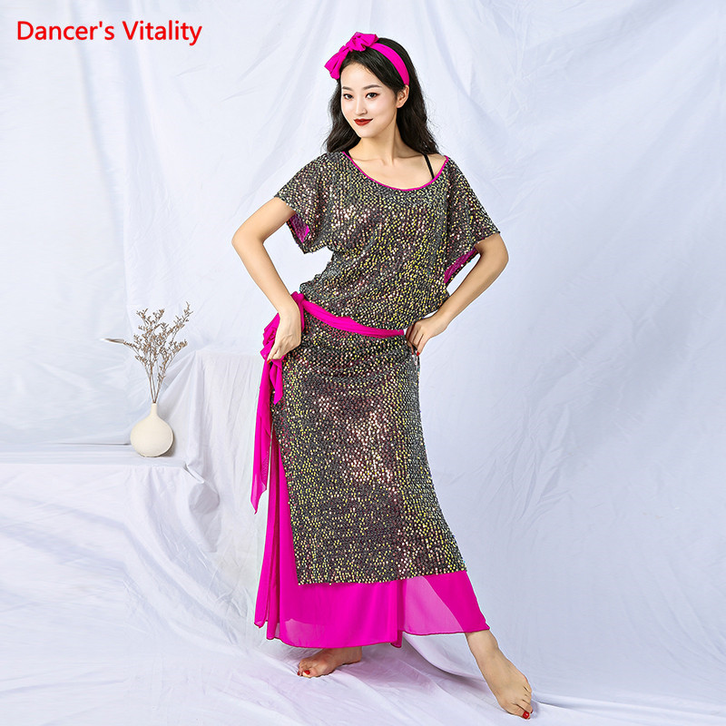 Belly Dance New Female High end Robe Practice Clothes Oriental Dancing Unifom 4 Piece Set Performance Clothing, Pink
Belly Dance New Female High end Robe Practice Clothes Oriental Dancing Unifom 4 Piece Set Performance Clothing, Pink