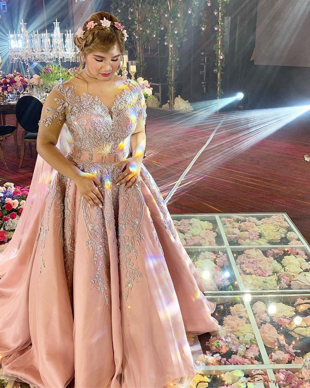 plus size arabic pink prom dresses with wrap lace applique beaded short sleeve formal evening gowns custom made robe de soiree