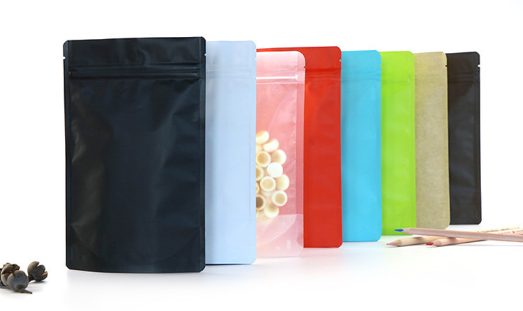 Matte Light Blue Aluminum Foil Zip Lock Packaging Bag Stand up Thick Resealable Ground Coffee Beans Snack Seafood Sugar Wedding Party Xmas Heat Sealin