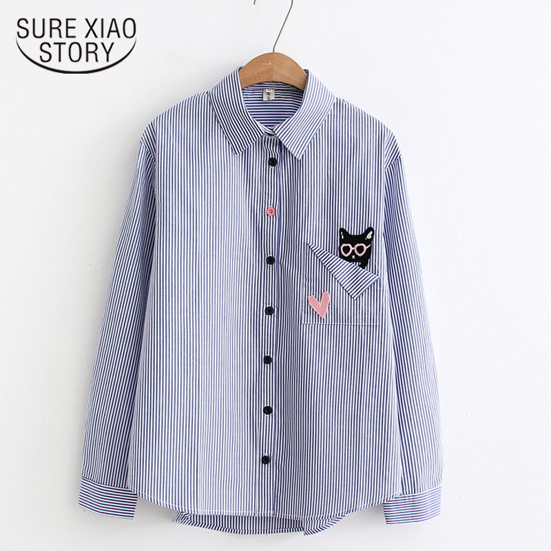 Embroidery Blue Striped Blouses Tops Camisas Women Blouses 2020 Long Sleeve Shirts Female Cute Cats Embroidery Shirts 6833 50
Embroidery Blue Striped Blouses Tops Camisas Women Blouses 2020 Long Sleeve Shirts Female Cute Cats Embroidery Shirts 6833 50