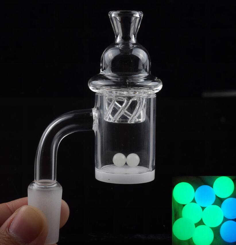 XL XXL 4mm Opaque Bottom Quartz Banger Nail & Cyclone Spinning Carb Cap and Terp Pearl Insert 25mm OD for glass recycler oil rig
