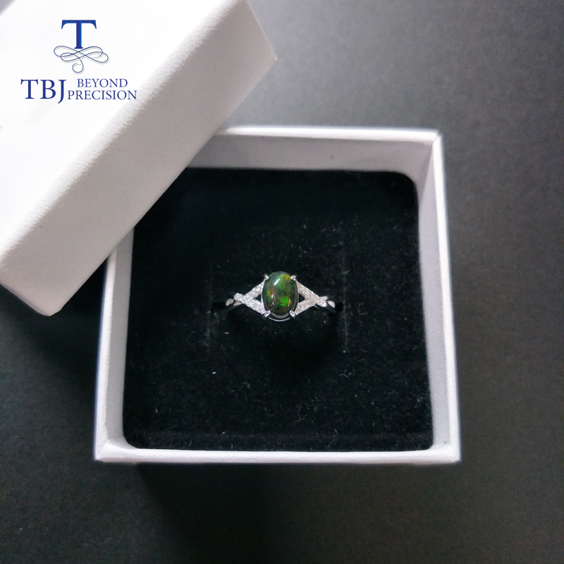 TBJ,black opal ring natural gemstone 925 sterling silver simple style fine jewelry for girls Black Friday or Christmas nice gift LY191226