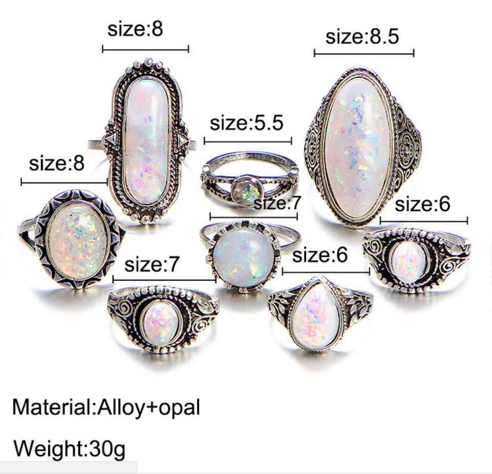 40pcs Lot mixed ring Fashion Jewelry assorted Imitation Opal Alloy metal Rings jewelry For Woman Man